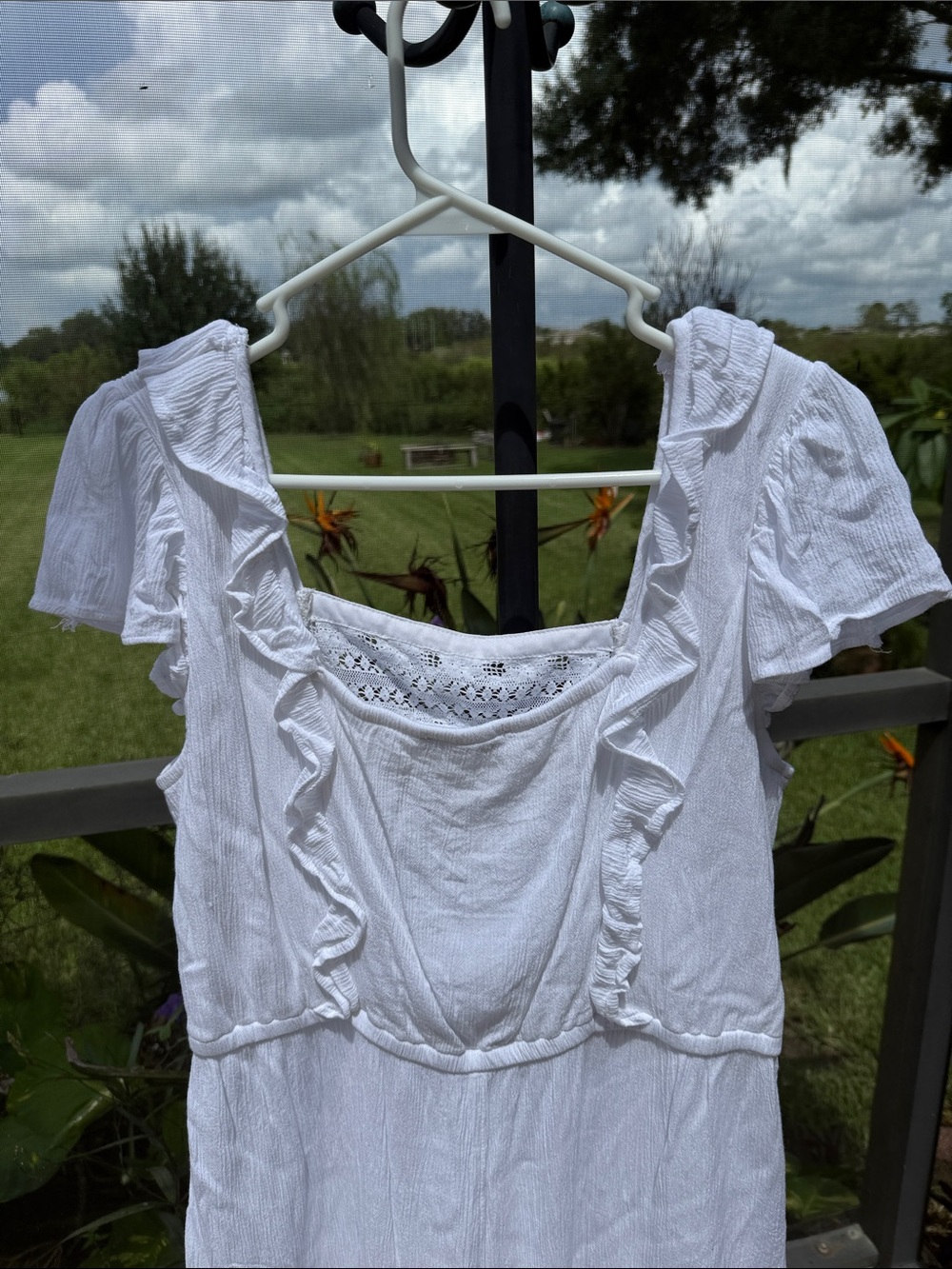 American Eagle Outfitters White lace-Front Romper